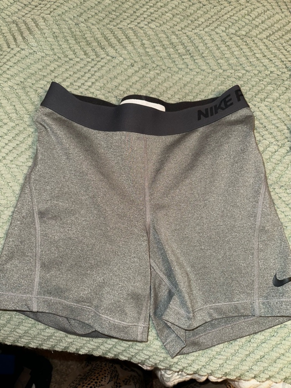 Nike Women's Heather Gray Elastic-Waist Bike Shorts